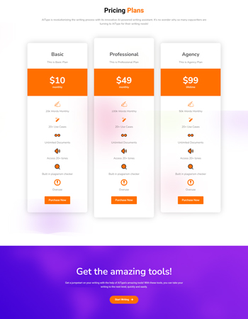 sky addons, elementor, widgets SAAS Ai Writer – Plans