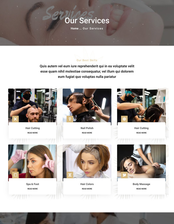 Beauty Bay – Services template screenshot