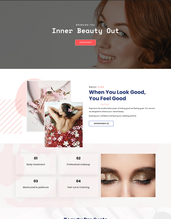 Beauty Queen – Home template screenshot