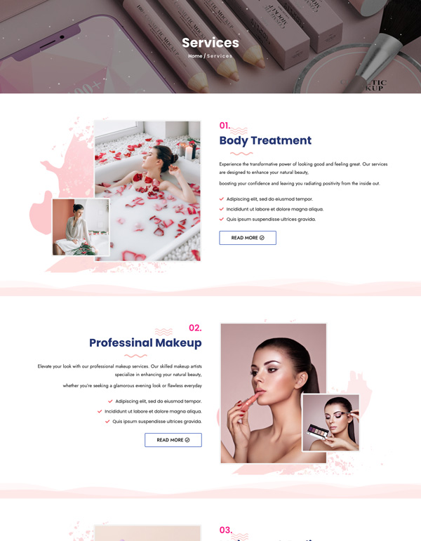 Beauty Queen – Services template screenshot