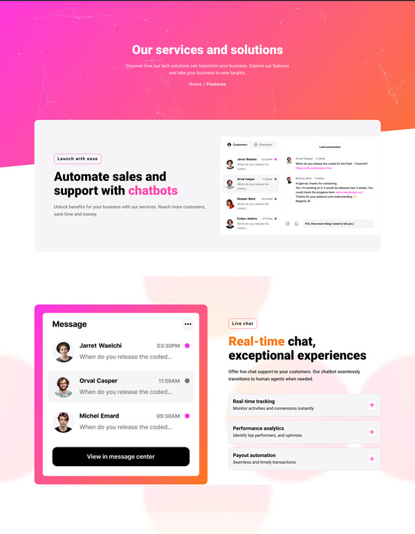 ChatBot – Features template screenshot