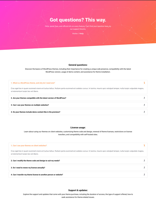 ChatBot – Help template screenshot