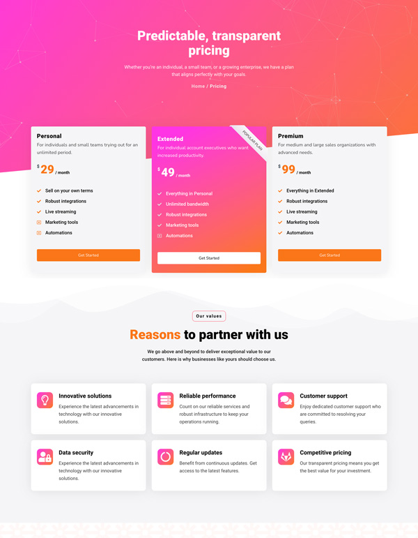 ChatBot – Pricing template screenshot