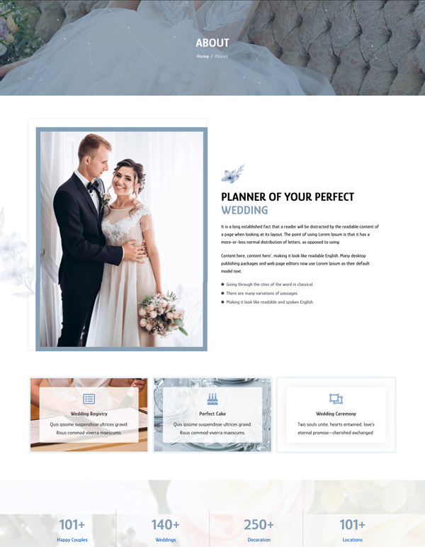 Dream Wedding – About Us template screenshot