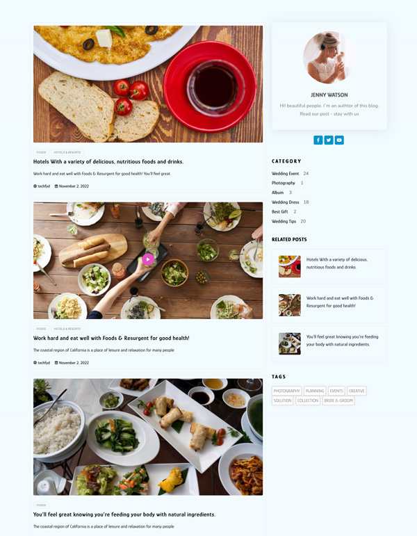 Dream Wedding – Blog template screenshot