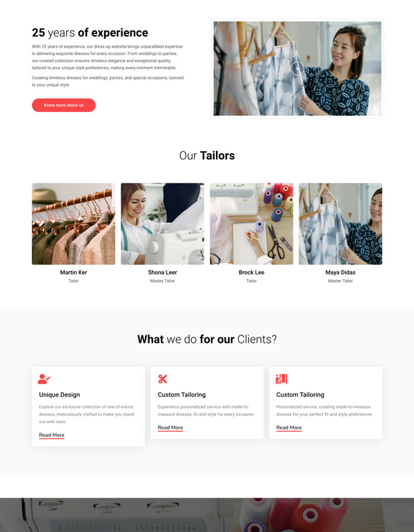 Dress Up – About Us template screenshot