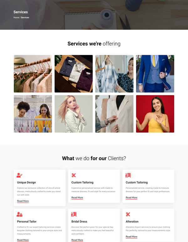Dress Up – Services template screenshot