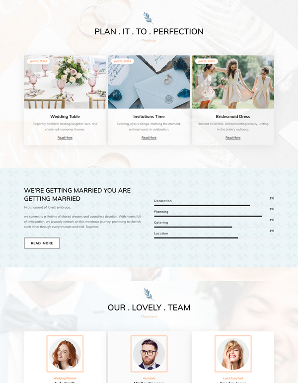 Elegant Wedding – About Us template screenshot
