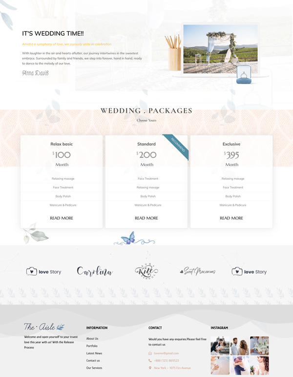 Elegant Wedding – Pricing Plans template screenshot