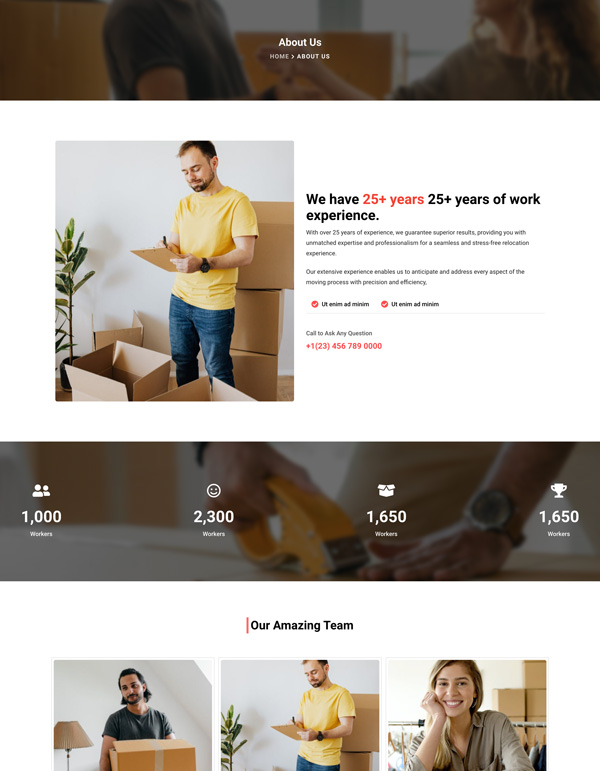 InTime – About Us template screenshot