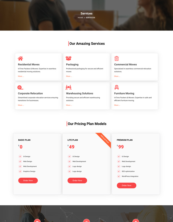 InTime – Services template screenshot