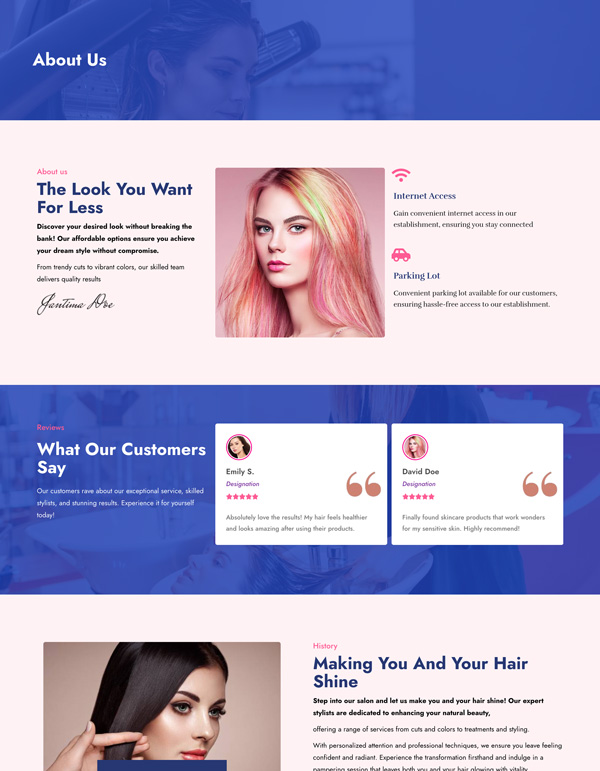 Natural Beauty – About Us template screenshot