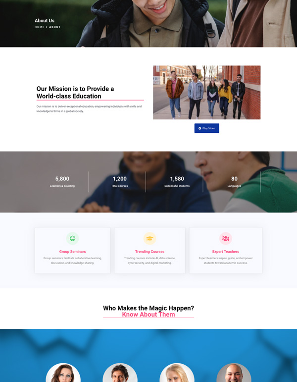 Studious – About Us template screenshot