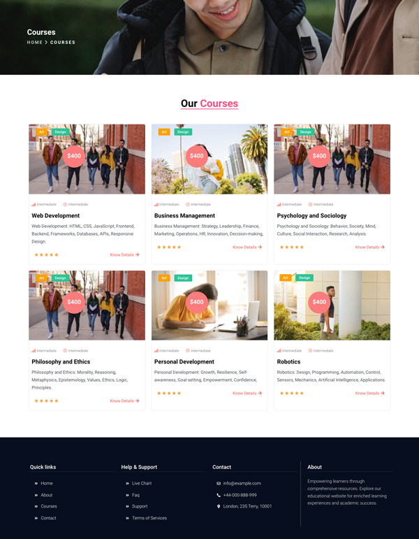 Studious – Courses template screenshot