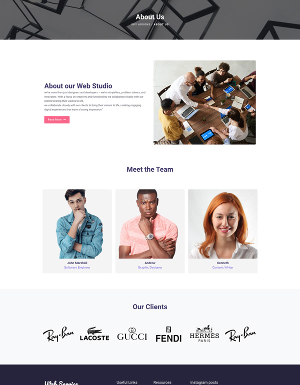 Web Services – About Us template screenshot