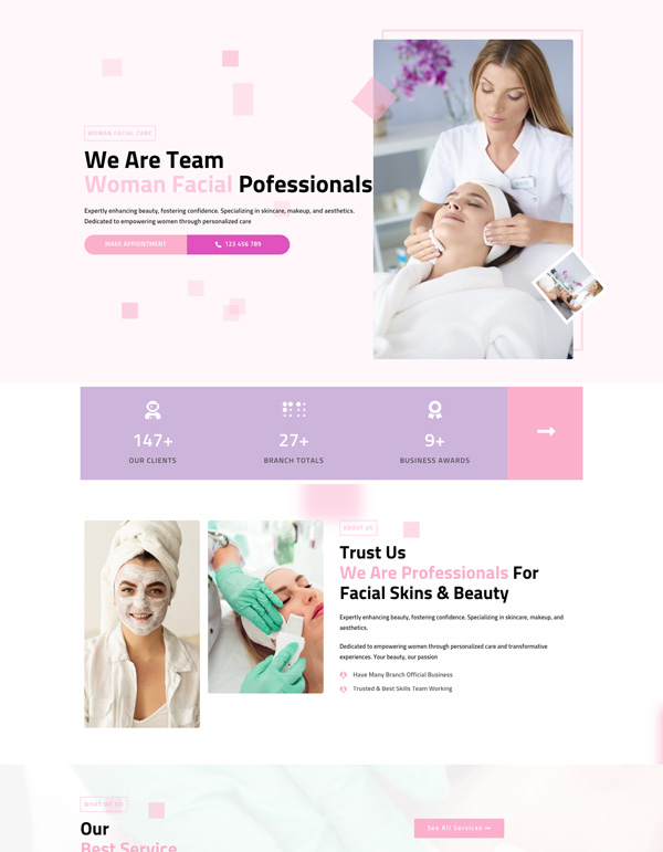 Woman Facial – Home template screenshot