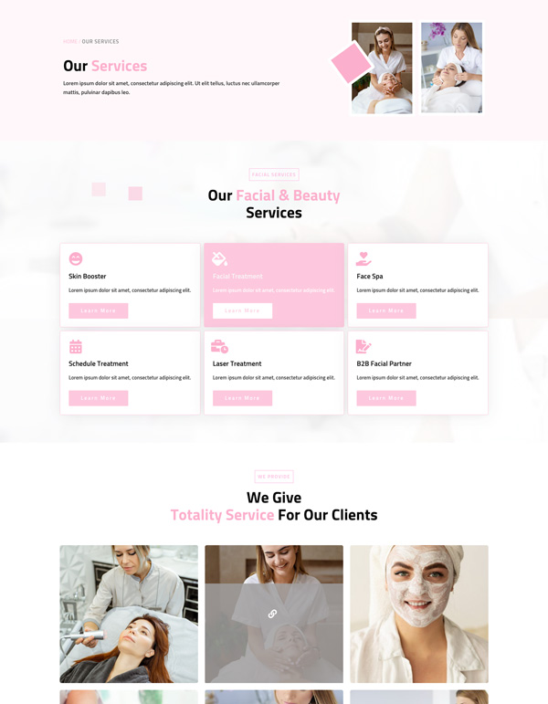 Woman Facial – Services template screenshot