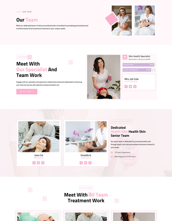 Woman Facial – Team template screenshot