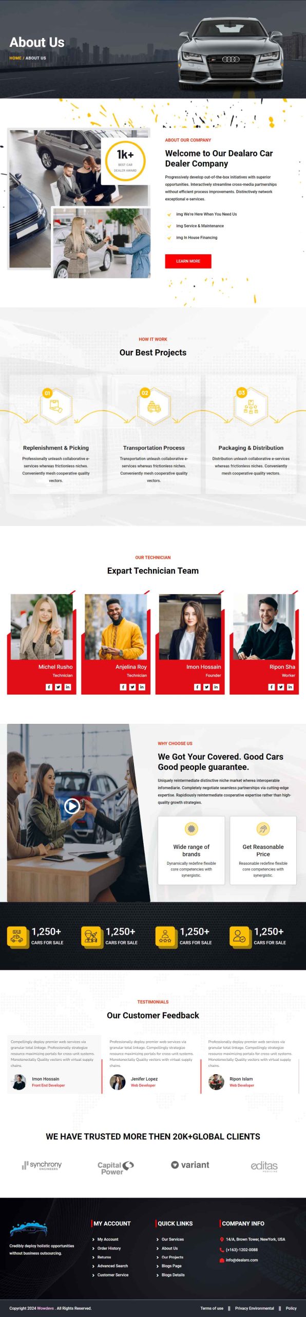 Car Dealer – About Us template screenshot