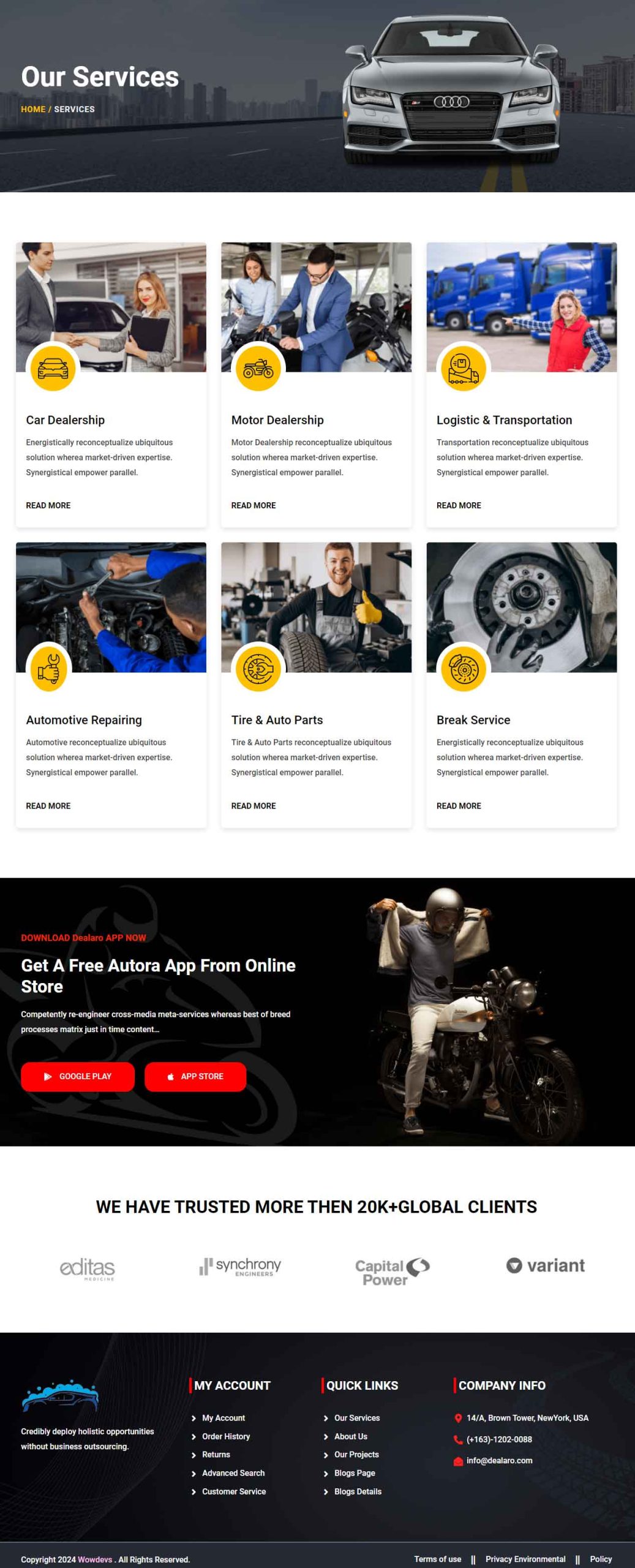 Car Dealer – Services template screenshot