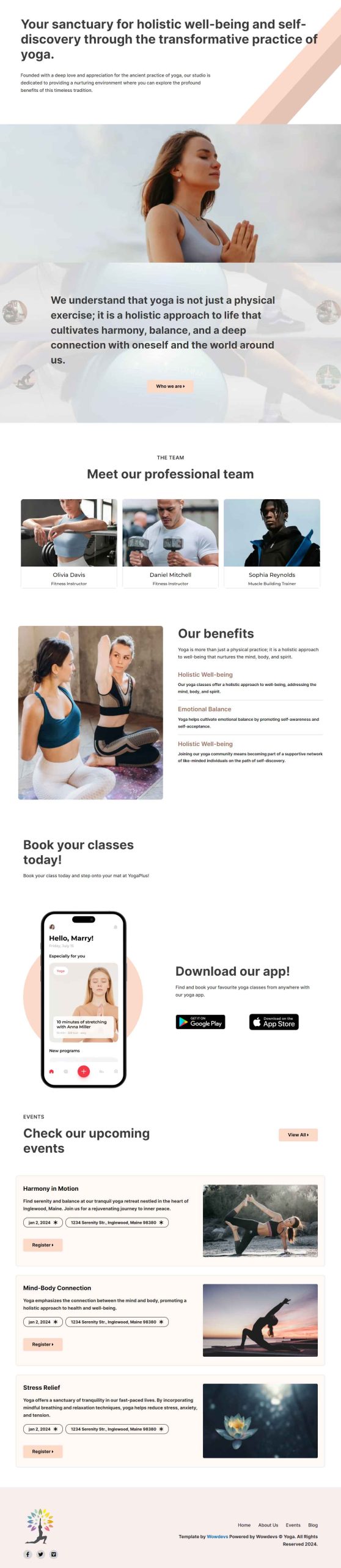 Yoga – About Us template screenshot