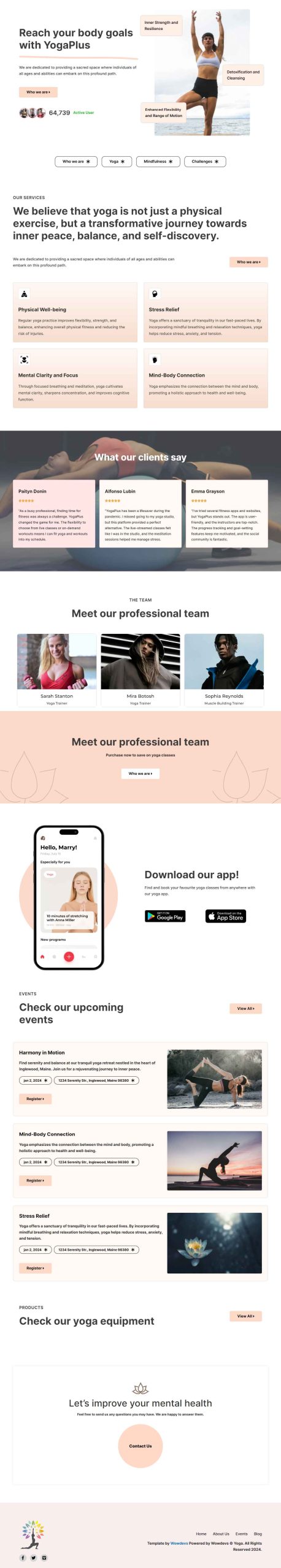 Yoga – Home template screenshot