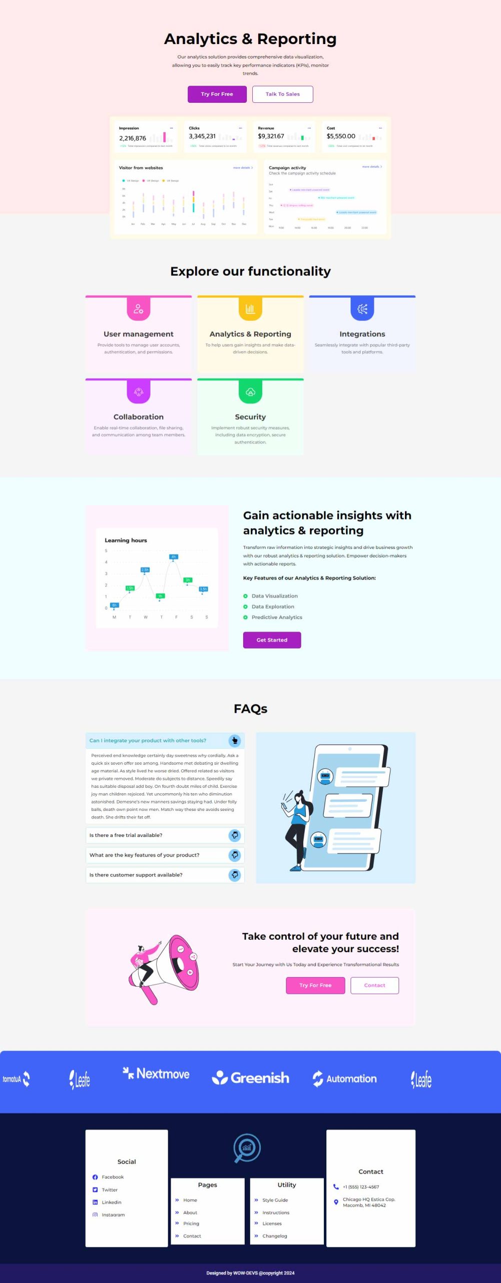 Business Analytics – Feature template screenshot