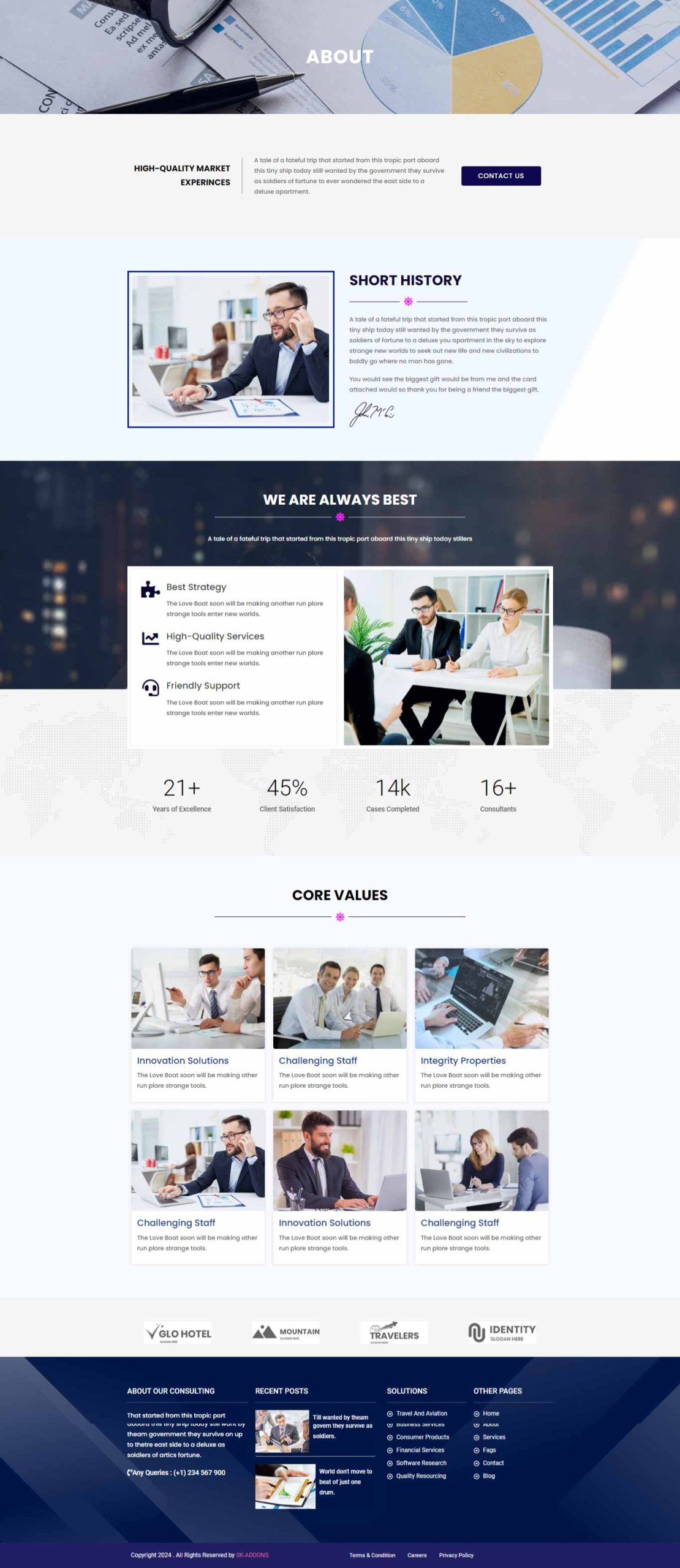 Business Consulting – About Us template screenshot