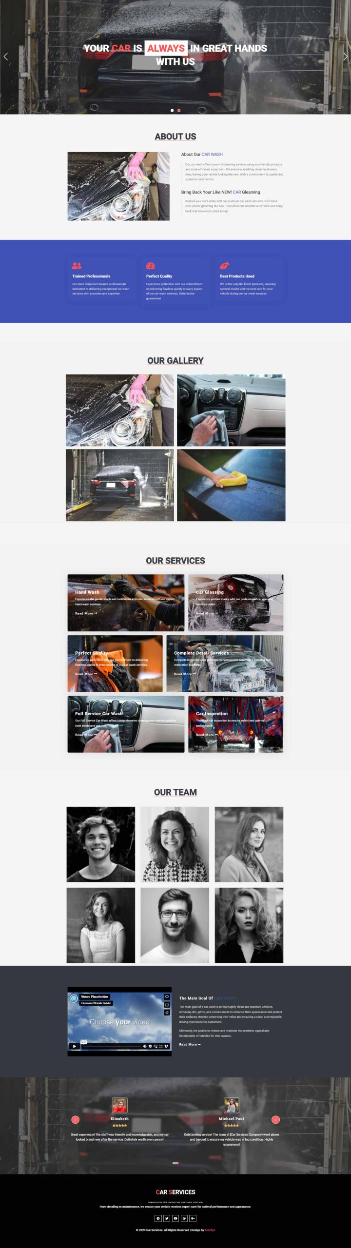 Car Wash – Single Page template screenshot