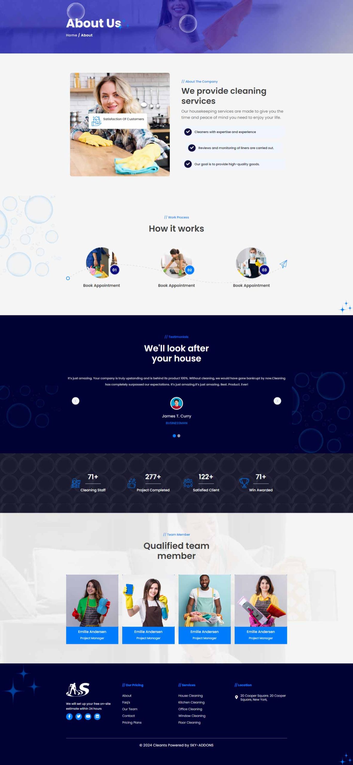 Clean Up – About Us template screenshot