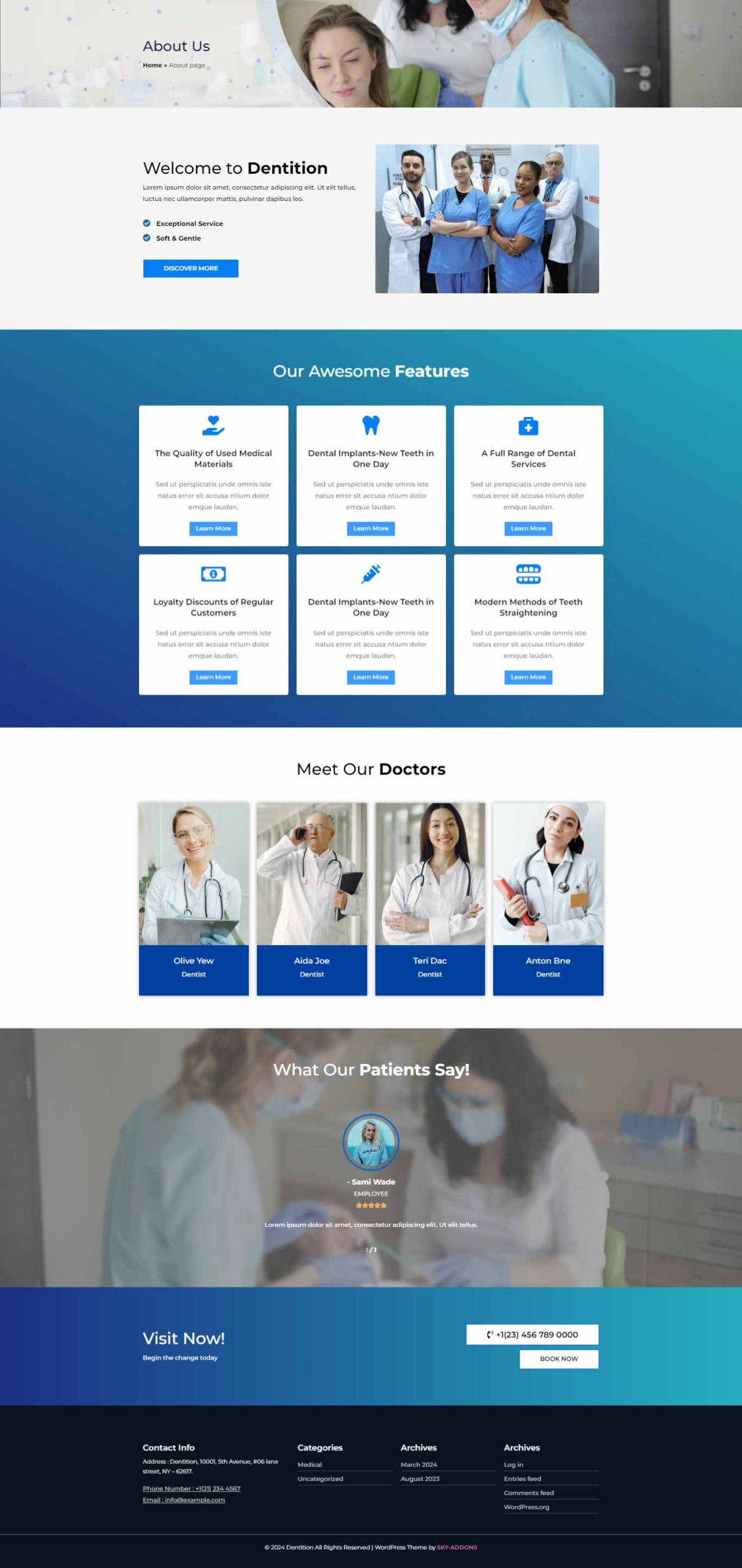 Dental – About Us template screenshot