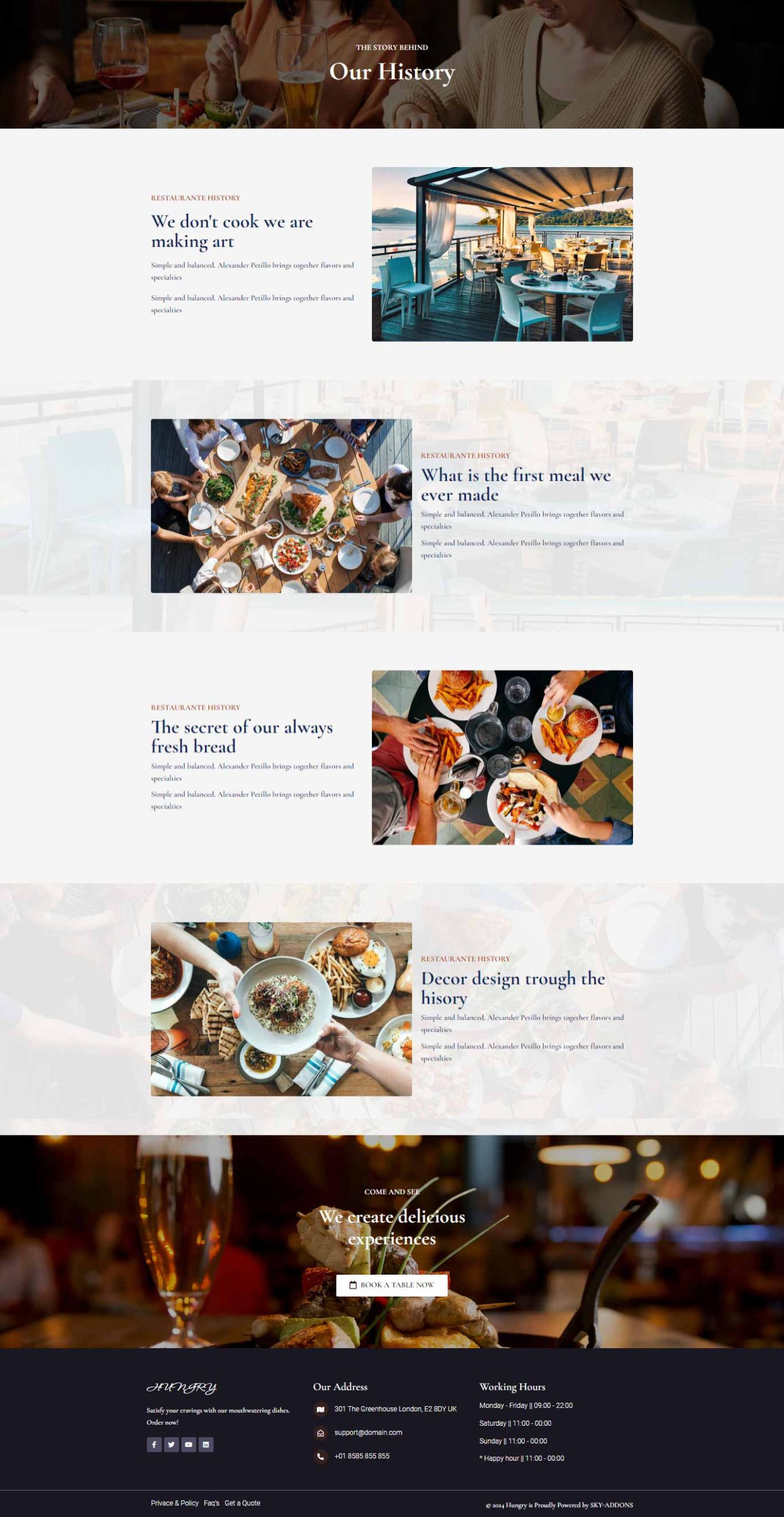Hungry Restaurant – History template screenshot