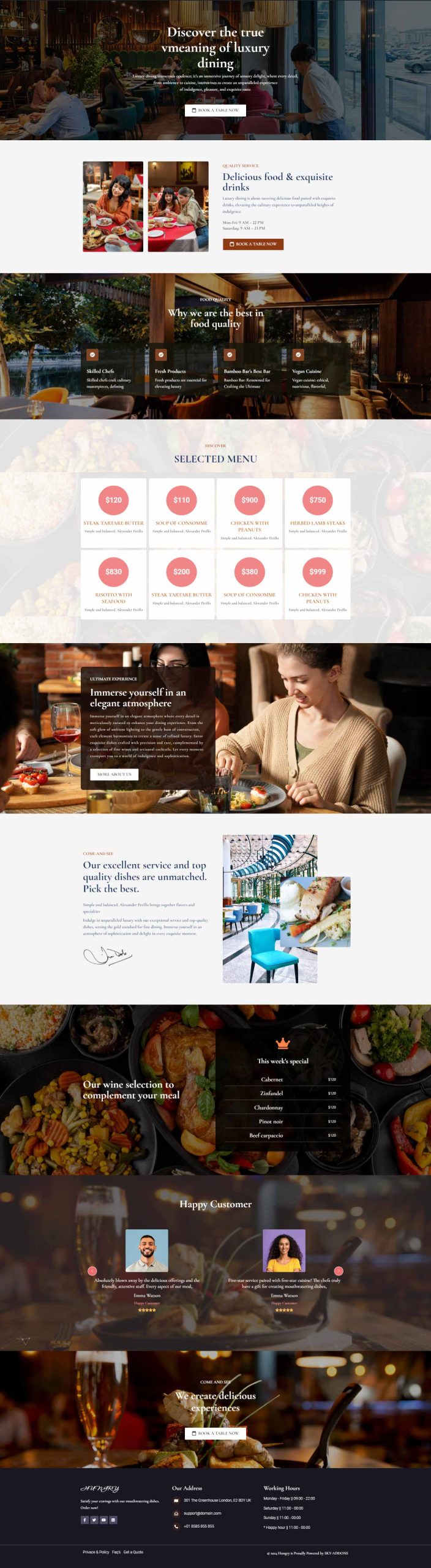 Hungry Restaurant – Home template screenshot