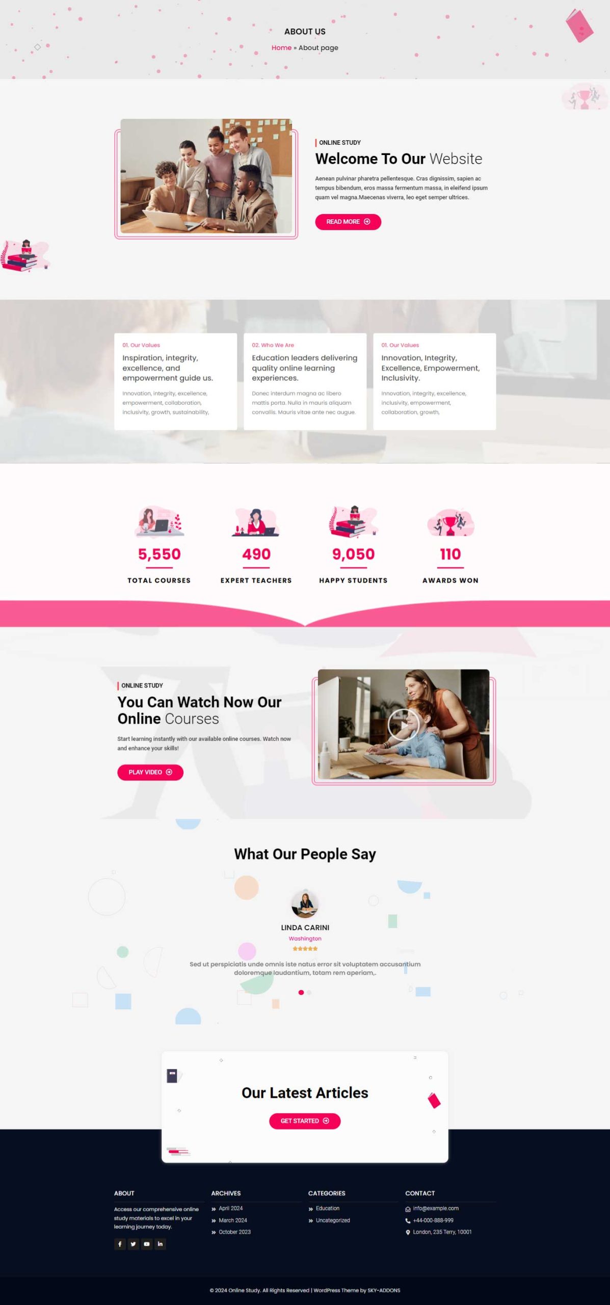 Online Study – About Us template screenshot