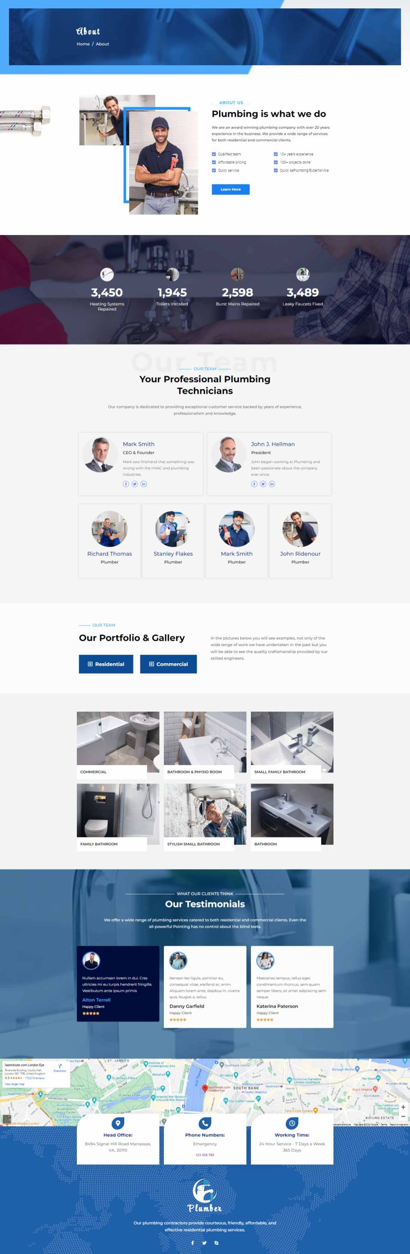 Plumber Agency – About Us template screenshot