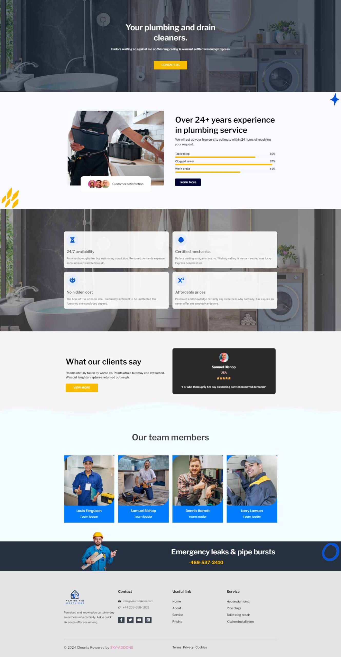 Plumber – About Us template screenshot