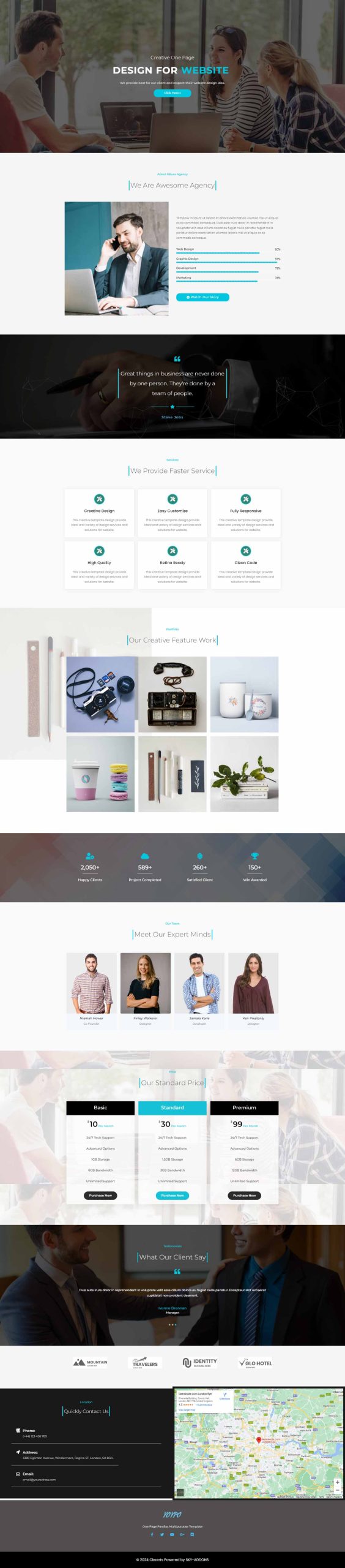 Start Up Company – Single Page template screenshot