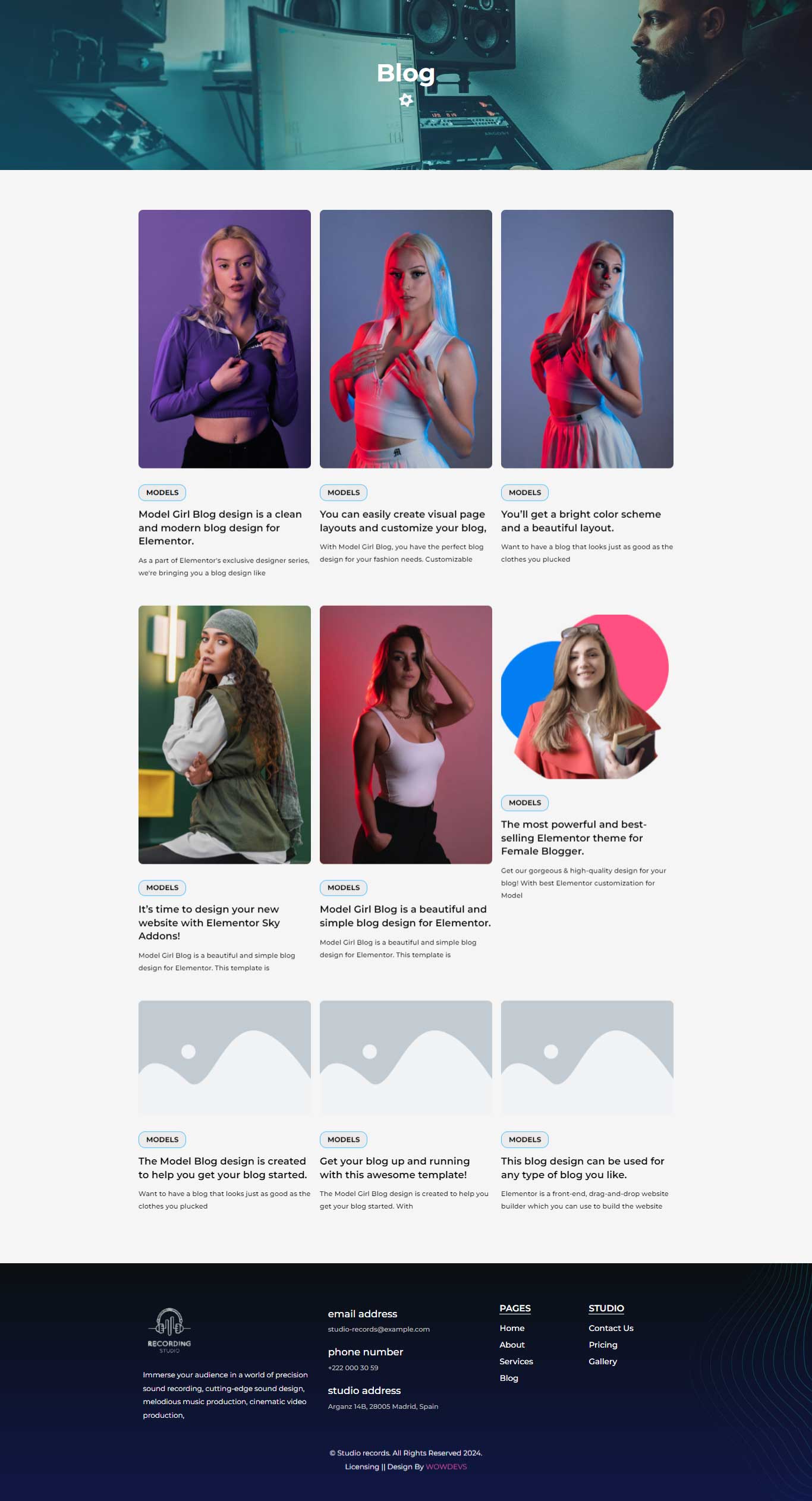 Studio Record – Blog template screenshot