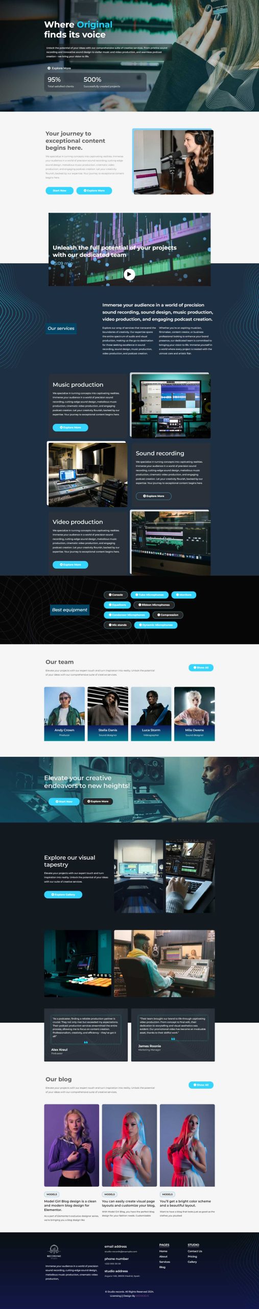 Studio Record – Home template screenshot