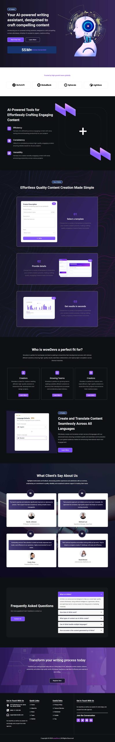 AI Writing template screenshot