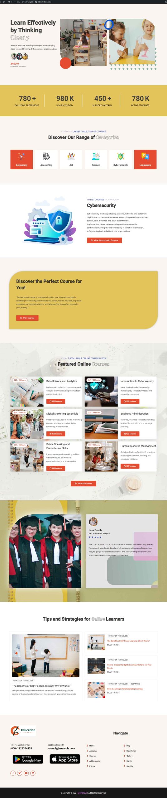 Elearning template screenshot