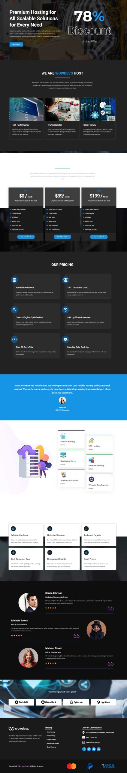 Hosting Provider template screenshot