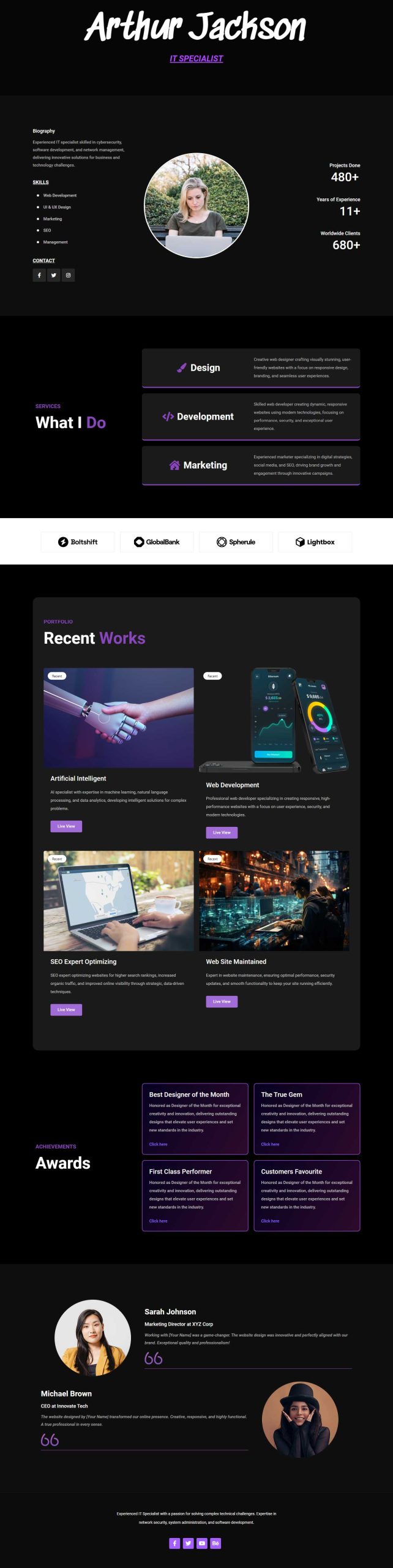 Personal Portfolio template screenshot