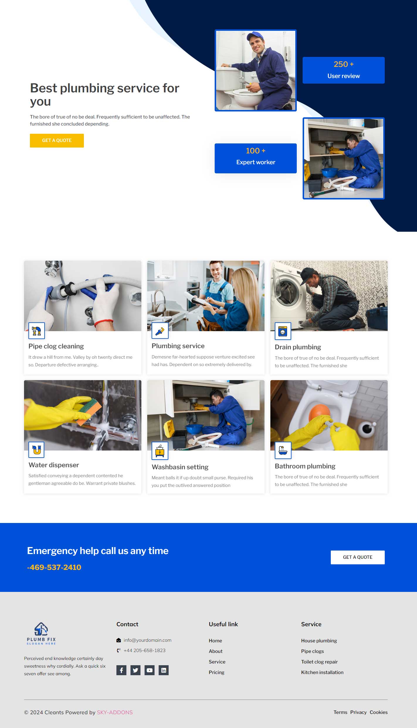 Plumber – Services template screenshot